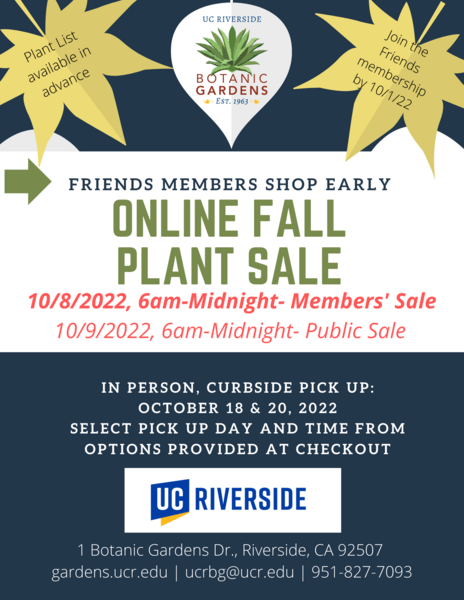 Online Fall Plant Sale, Member & public