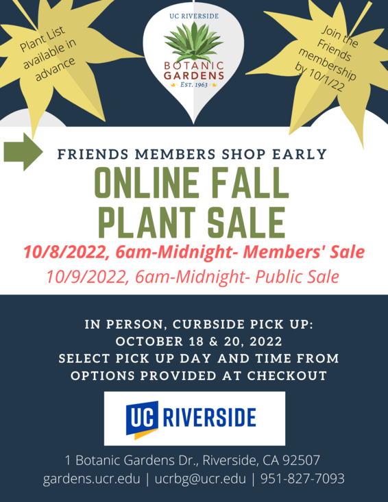 Online Fall Plant Sale, Member & public